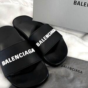 Balenciaga Black and White Rubber Slides